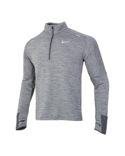 Nike Gray Sphere Dri-Fit Half Zipper Fleece Stay Warm Running Training Long Sleeves Pullover for men