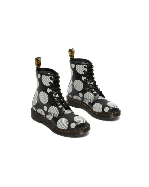 Dr. Martens Black (Wmns) Dr.Martens 1460 Polka Dot Smooth Leather Lace Up Boots