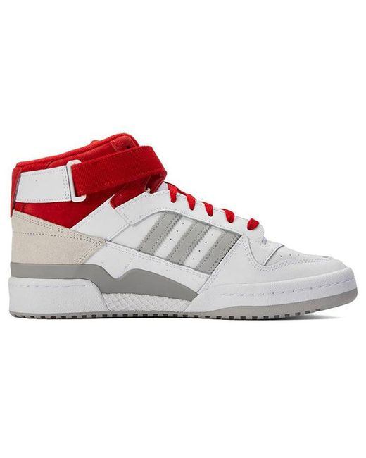 Adidas White Forum Mid Scarlet' for men