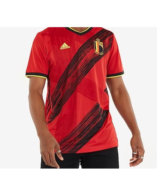 Adidas Red Belgium National Team Home Fan Edition Sports Short Sleeve Jersey for men