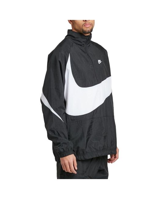 Nike Black Swoosh Half Zip Woven Jacket for men