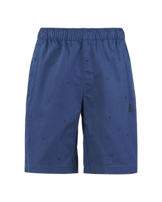 Adidas Blue Fi Short Aop Logo Printing Athleisure Casual Sports Shorts for men