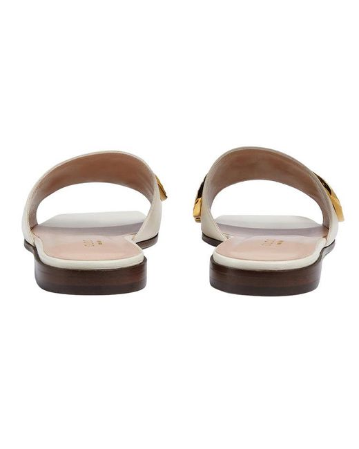 Gucci White (Wmns) Cara Grained Leather Slip-On Sandal 'Off-