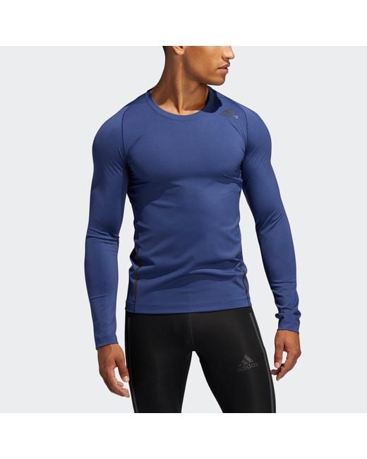 Adidas Blue Ask2 Prm Tee Ls Training Sports Slim Fit Round Neck Long Sleeves T-Shirt for men