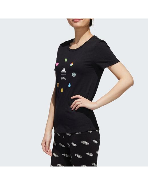 Adidas Black (Wmns) X Pokemon Crossover Printing Training Sports Short Sleeve
