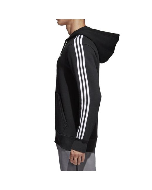 Adidas Black 3-Stripes Fleece Hoodie for men