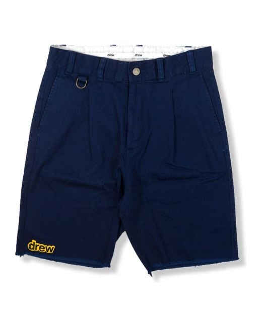 Drew House Blue Stretch Twill Pleated Shorts for men