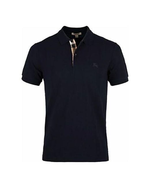 Burberry Blue Logo Lapel Short Sleeve Polo Shirt for men