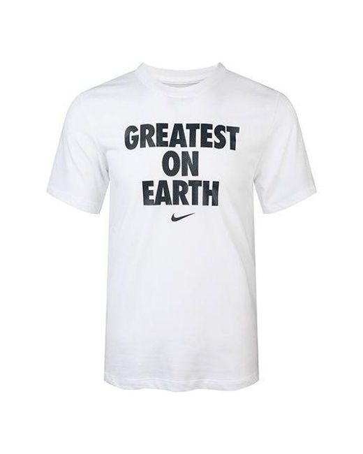 Nike White Dri-Fit Greatest On Earth Basketball Sports Short Sleeve for men