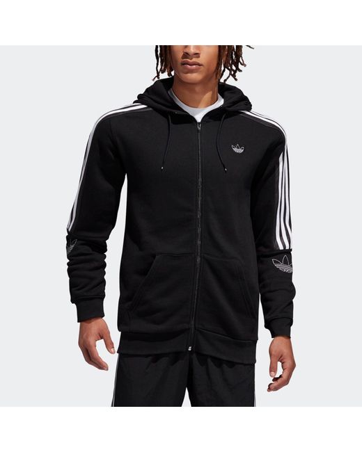 Adidas Black Originals Logo Printing Casual Hooded Jacket for men