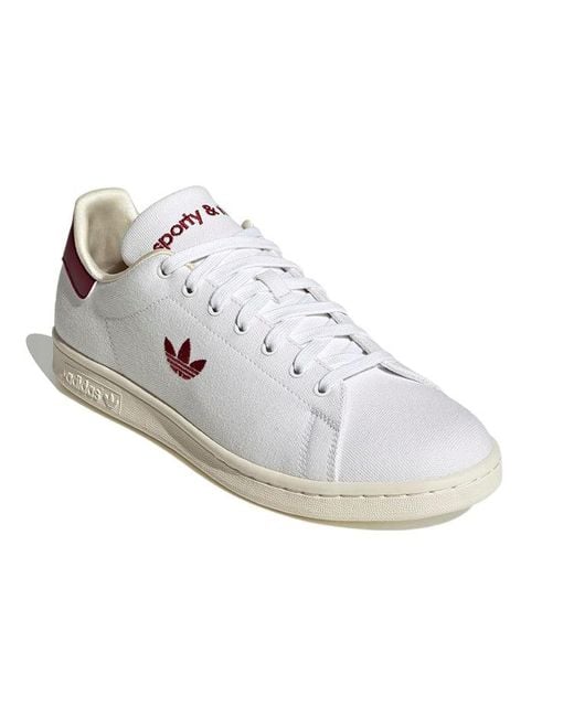 Adidas White X Sporty & Rich Stan Smith 'Cloud Collegiate Burgundy' for men