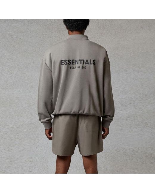 Fear Of God Gray Fw20 Long Sleeve Polo Shirt 'Cement' for men