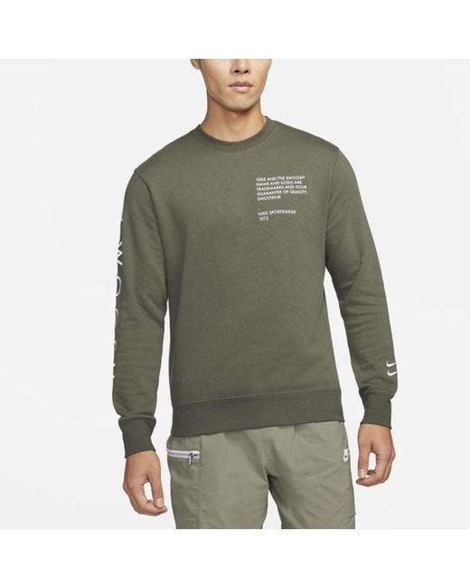 Nike Green Swoosh Athleisure Casual Sports Sweatshirt for men