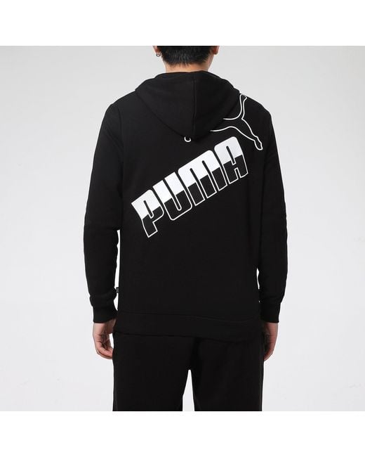 PUMA Black Big Logo Full Zip Up Jacket for men