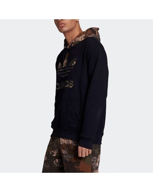 Adidas Blue Originals Camo Block Hdy Camouflage Logo Printing Pullover for men