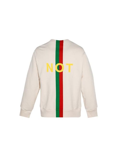 Gucci Fake Not Printed Crew Sweater in White for Men | Lyst UK