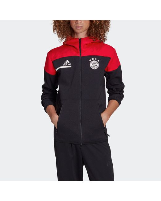 Adidas Black Fcb Zn 20-21 Season Bayern Munich Soccer/Football Sports Hooded Jacket for men