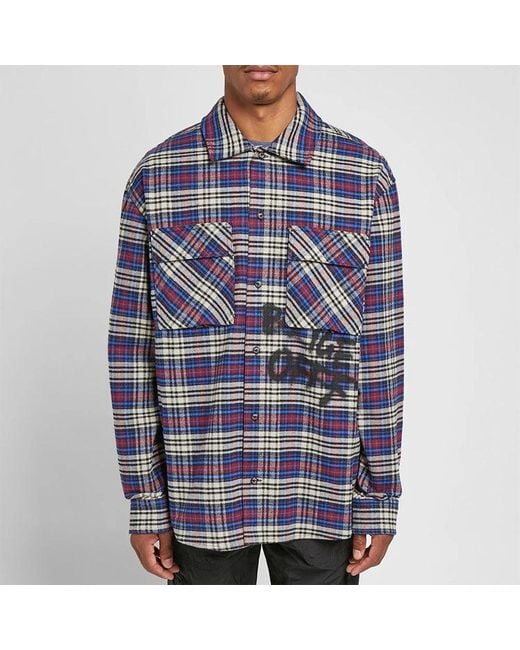 Off-White c/o Virgil Abloh Blue C/O Virgil Abloh Ow Flannel Check Shirt for men