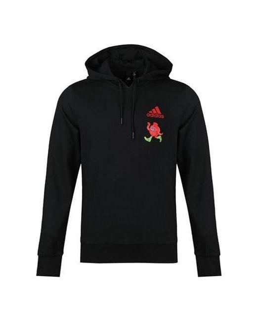 Adidas Black Isc Gfx Swt I Embroidered Printing Hooded Knit Sports Pullover for men