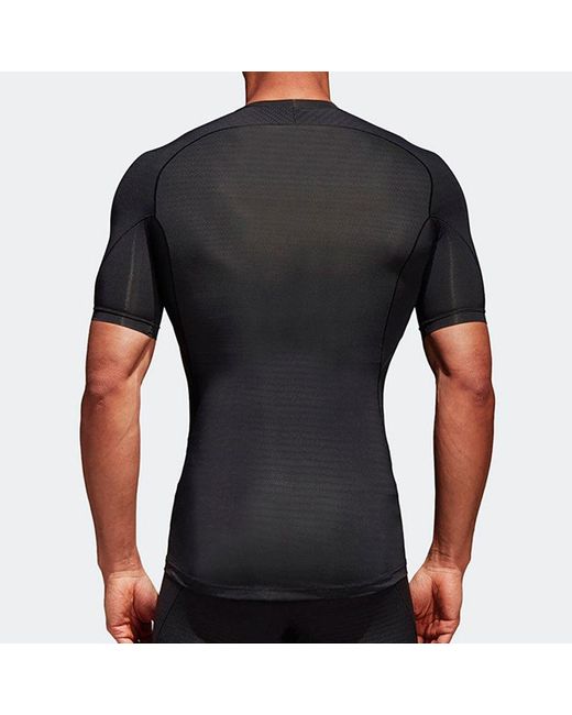 Adidas Black Ask Tec Tee Ss Tight Gym Sports Short Sleeve for men
