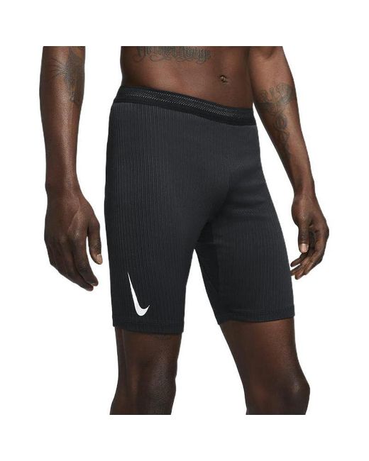 Nike Black Solid Color Logo Printing Slim Fit Sports Shorts for men
