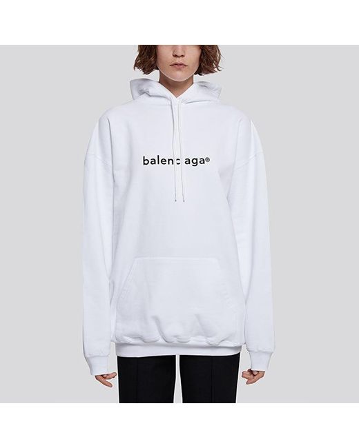 Balenciaga White (Wmns) Logo Printing Hoodie
