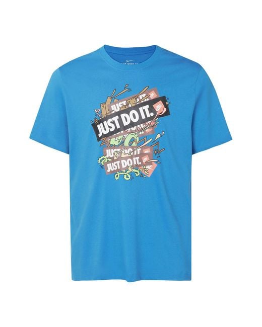 Nike Blue Just Doit Casual Sports Alphabet Printing Short Sleeve for men