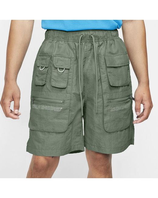 Nike Green 23 Engineered Multiple Pockets Loose Cargo Sports Shorts 'Military' for men