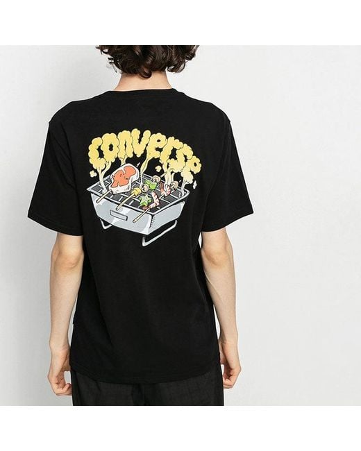 Converse Black Pattern Casual Sports Short Sleeve for men