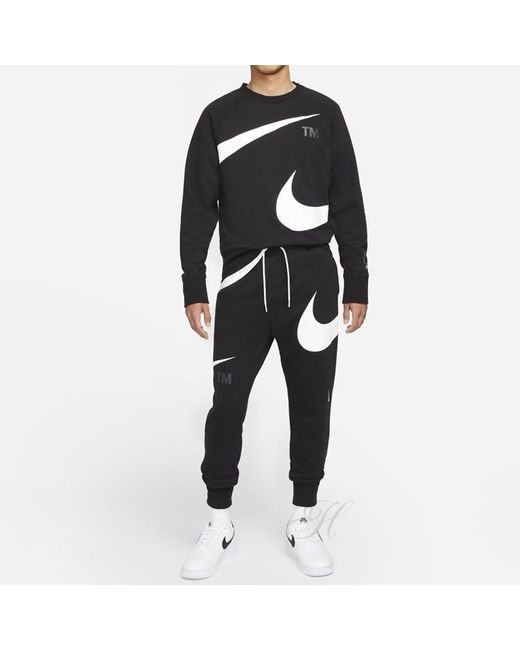 Nike Blue Swoosh Ft Crew Large Logo Printing Knit Round Neck Pullover Autumn for men