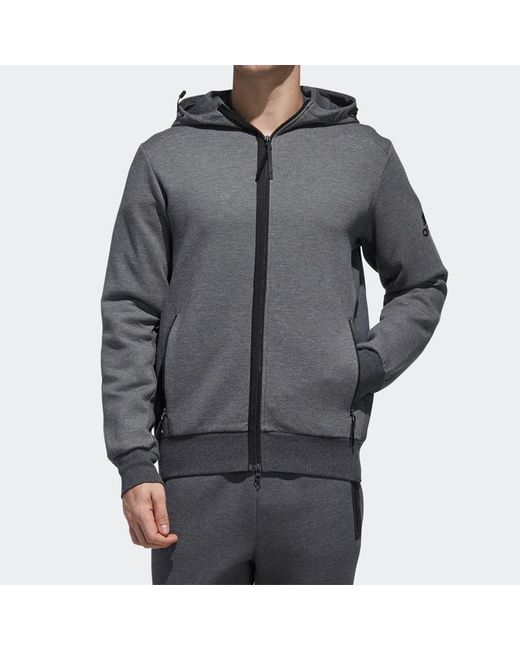 Adidas Gray Htt Double Knit Hooded Jacket for men
