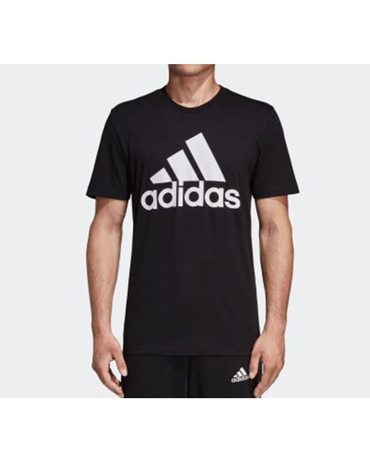 Adidas Black Classical Logo Printed Tee for men