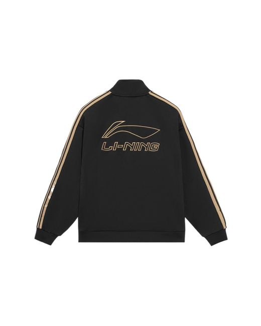 Li-ning Black Striped Graphic Jacket Khaki' for men