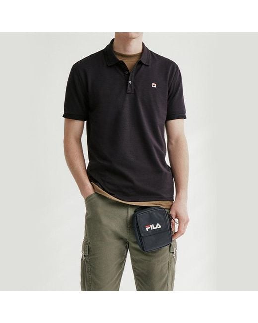Fila Blue Logo Embroidered Logo Short Sleeve Polo Shirt for men