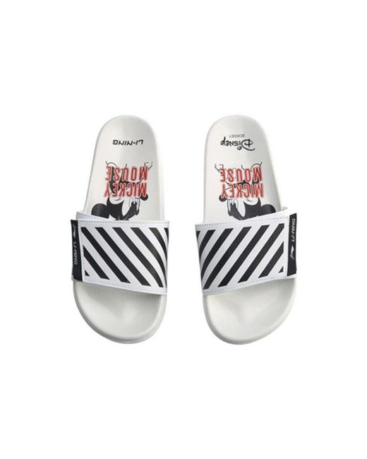 Li-ning White Sports Fashion Series Disney Mickey Crossover Stylish Slippers for men