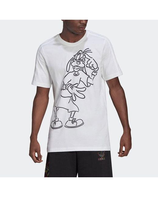 Adidas White Originals X Isney Crossover Cartoon Printing Casual Breathable Stripe Pattern Sports Short Sleeve for men