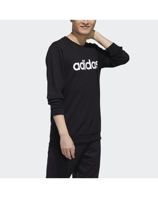 Adidas Black Neo M Esntl Logo Sw Casual Sports Round Neck Knit Pullover for men