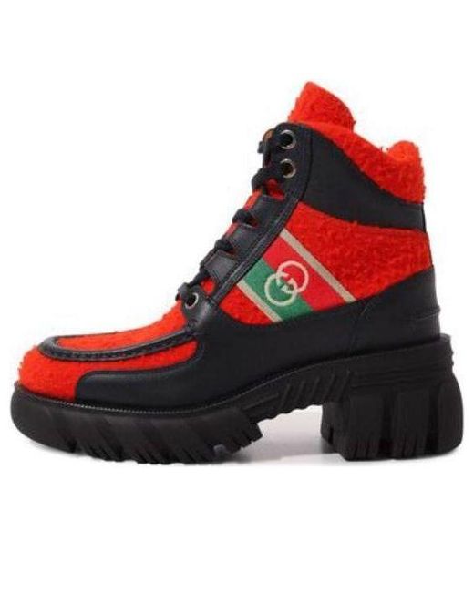 Gucci Red X North Face Romance Ankle High Boots