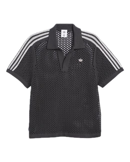 Adidas Black X Clot Fw24 Crochet Polo Shirt Asia Sizing 'Carbon' for men