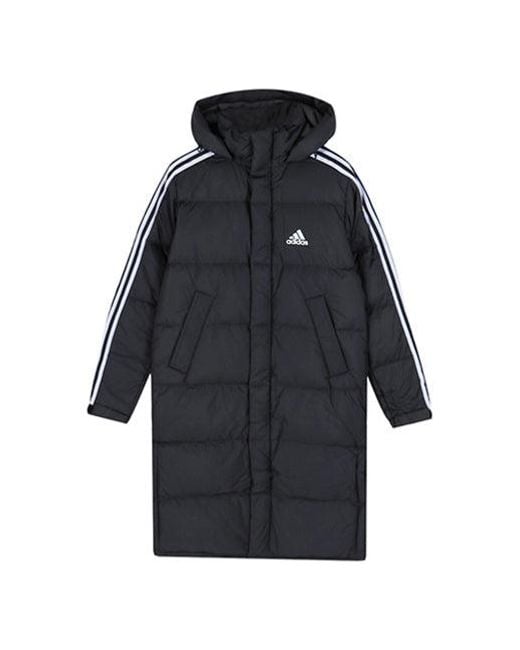 Adidas Black Long Parka Mid-Length Outdoor Thicken Hooded Down Jacket for men
