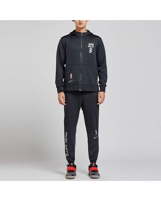 Nike Blue Loose Casual Knit Brooklyn Basketball Hooded Jacket for men
