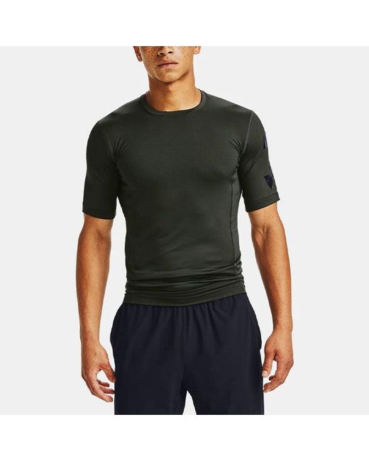 Under Armour Black Casual Breathable Round Neck Tight Sports Short Sleeve for men