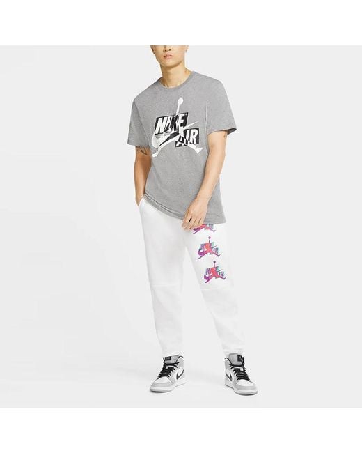 Nike Gray Printing Casual Sports Round Neck Short Sleeve for men