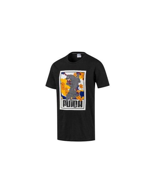 PUMA Black Sakura Pack Graphic Crew T-shirt for men