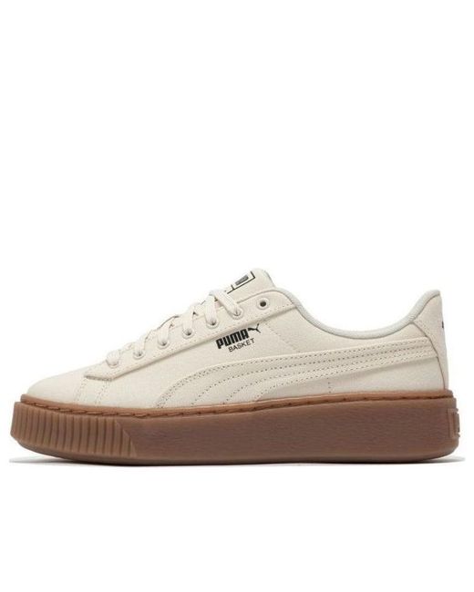 PUMA White (Wmns) Basket Platform Canvas