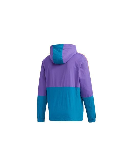 Adidas Blue Neo M Ss Cs Wb Zipper Cardigan Windproof Colorblock Sports Hooded Jacket for men