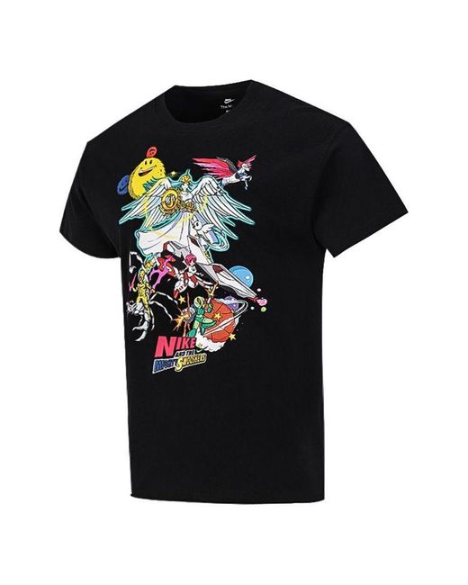 Nike Black Sports Running Casual Printing Round Neck Short Sleeve T-Shirt for men