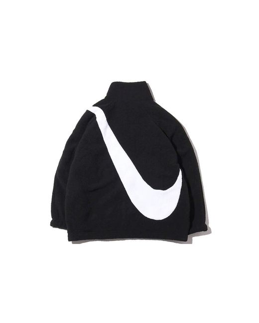 Nike Black (Wmns) Big Swoosh Large Logo Lamb's Wool Reversible Jacket Us Edition