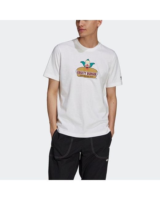 Adidas White Originals X The Simpsons Printed Crew Neckshort Sleeve for men