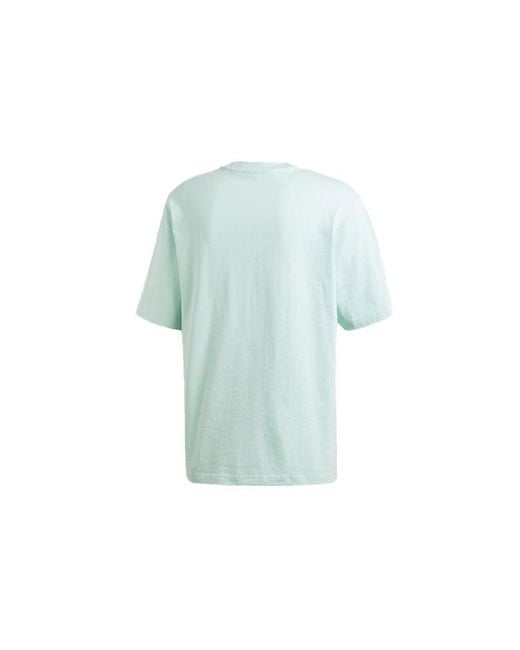 Adidas Blue Originals Large Logo Printing Round Neck Short Sleeve Mint for men
